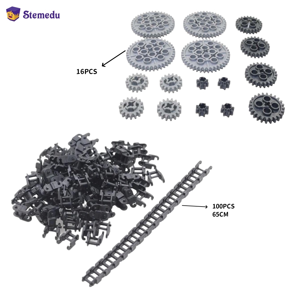 Toy Train Track Set - 16PCS MOC Building Blocks Tooth Gear