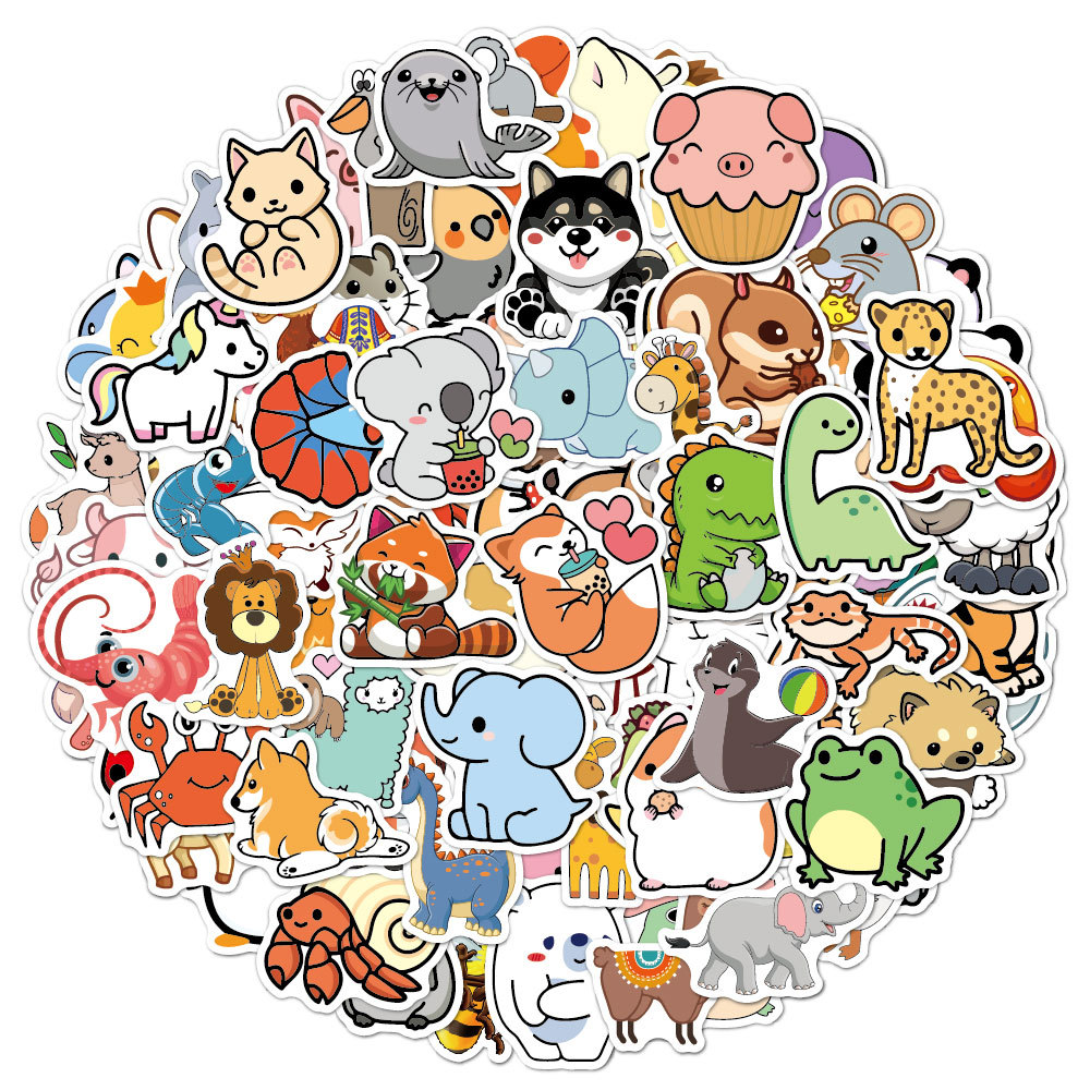 100pcs Funny Animal Stickers C - Kids Toys Logo 评论和价格