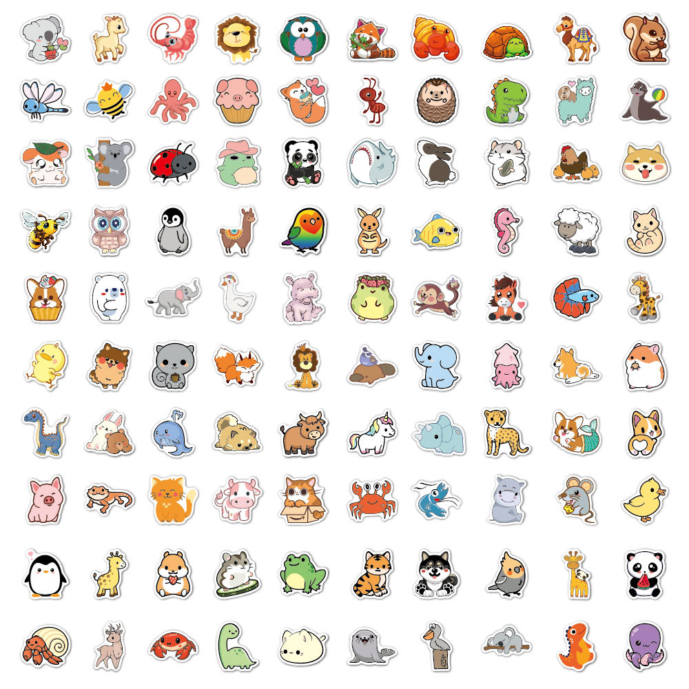 100pcs Funny Animal Stickers C - Kids Toys Logo 评论和价格