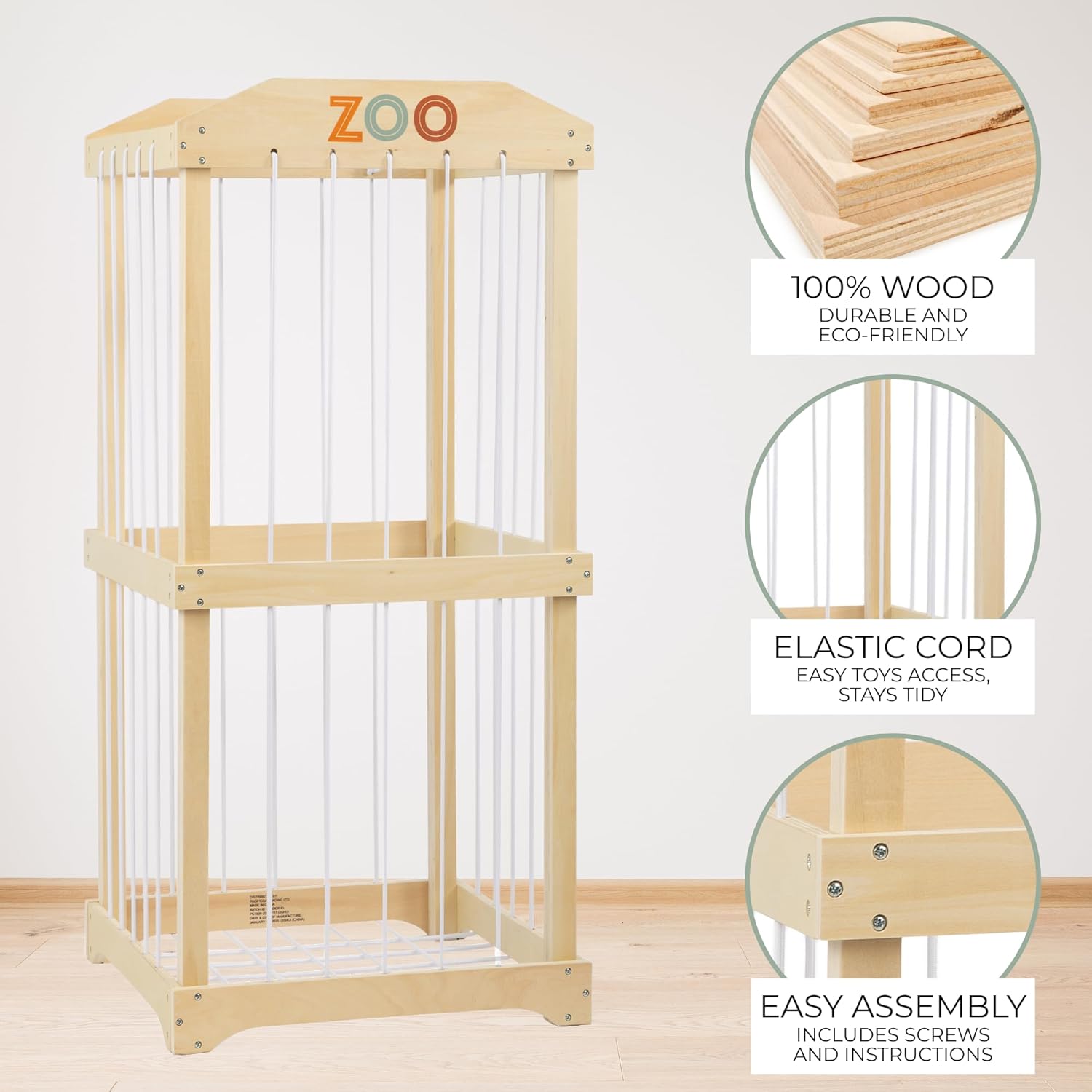 Easy Assembly Large Wooden Plu - Kids Storage Toys 评论和价格