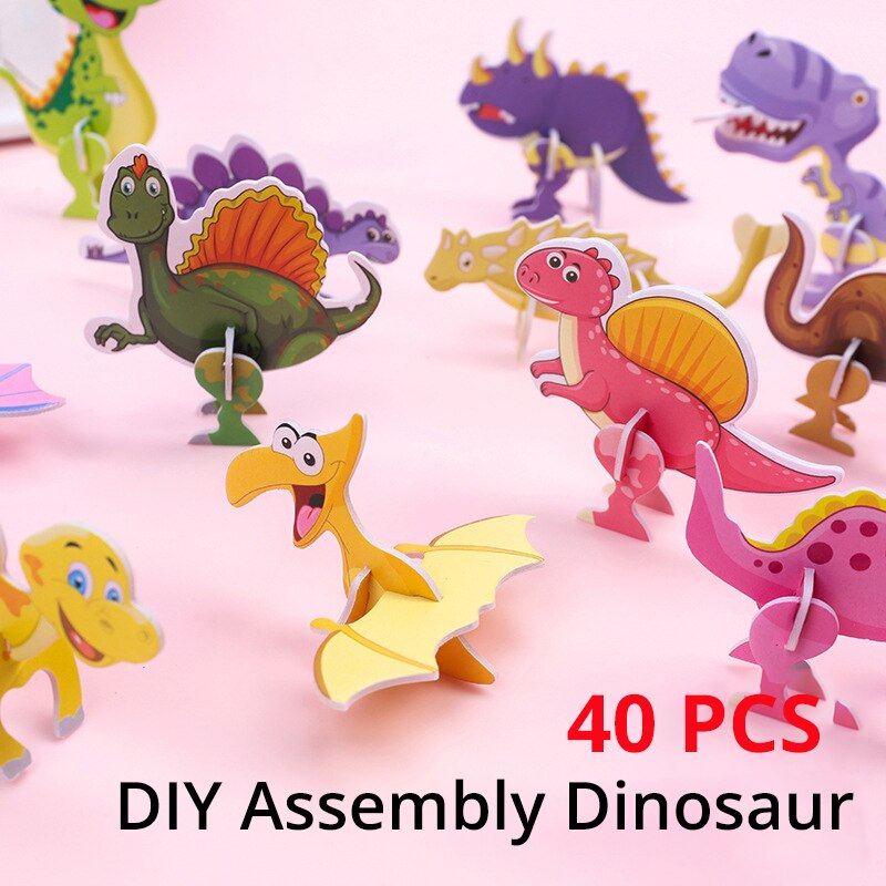 40Pcs Paper Dinosaur 3D Puzzle - Kids Toys Dinosaur 评论和价格